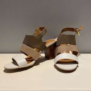 NEW 🪐 Tri-Color White, Beige, Gray Heels